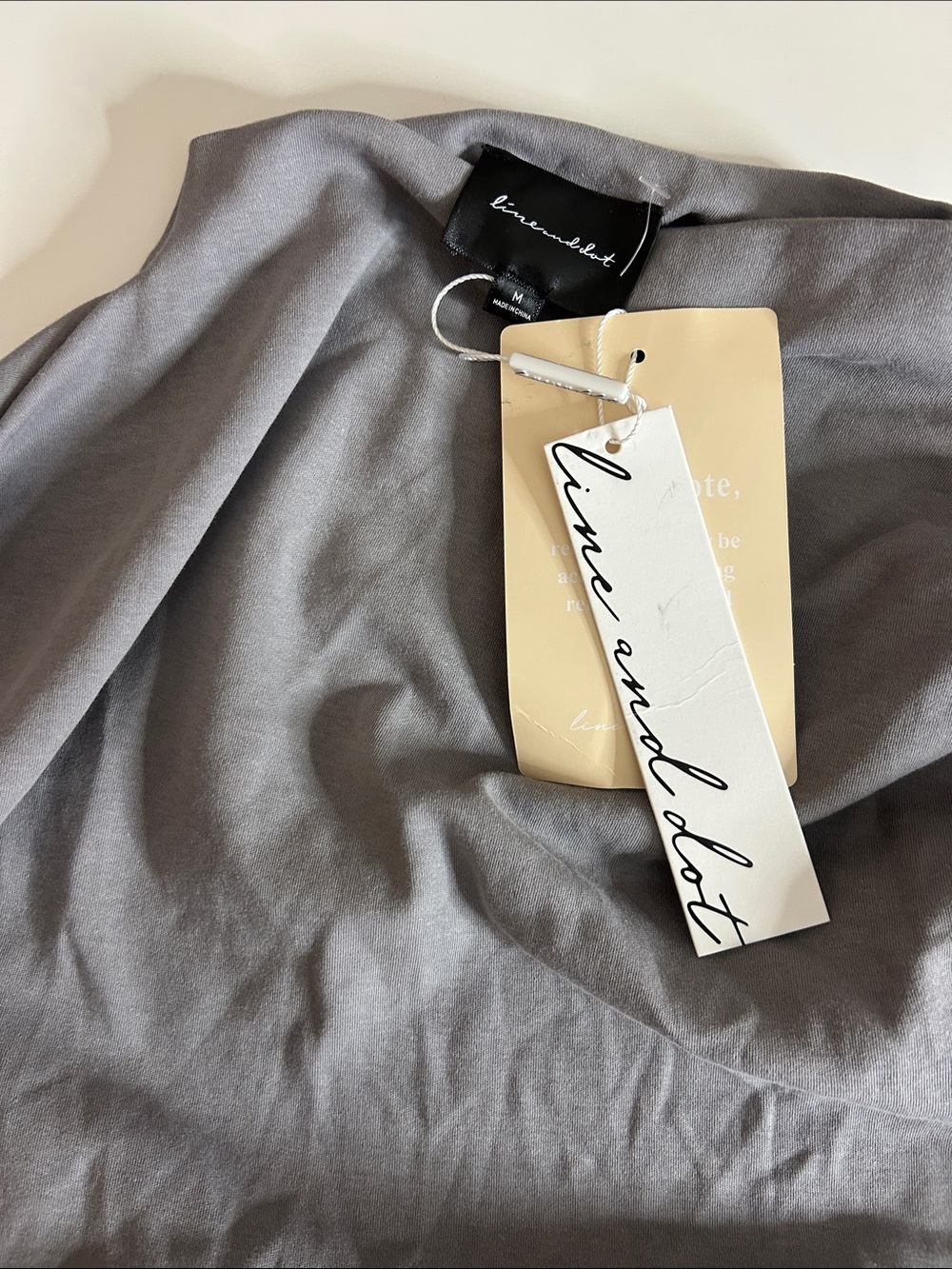 NWT (size M) Line and Dot Archer Draped Mini Dress in Charcoal Grey - Picture 5 of 6